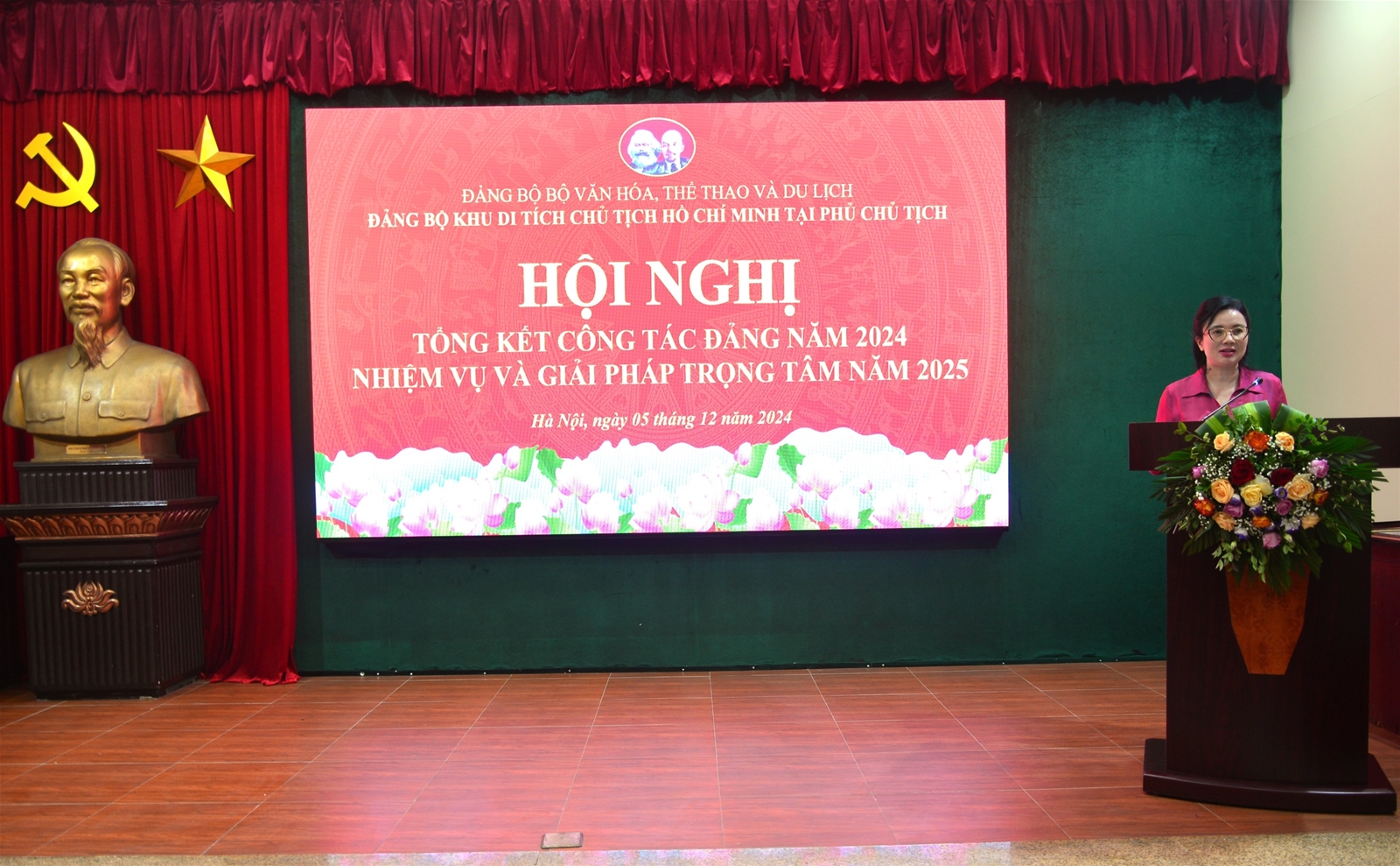 Hội nghị Tổng kết công tác Đảng năm 2024, nhiệm vụ và giải pháp trọng tâm năm 2025 của Đảng bộ Khu Di tích Chủ tịch Hồ Chí Minh tại Phủ Chủ tịch, ngày 05/12/2024