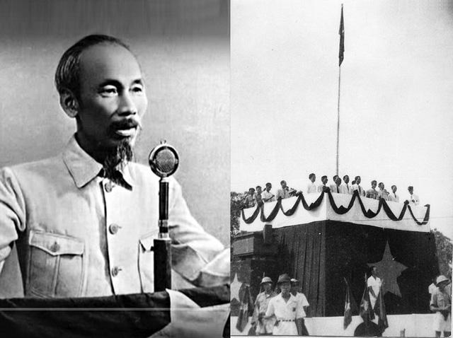 Chủ tịch Hồ Chí Minh đọc Tuyên ngôn độc lập khai sinh nước Việt Nam Dân chủ Cộng hòa tại Quảng trường Ba Đình, Hà Nội, ngày 2/9/1945
